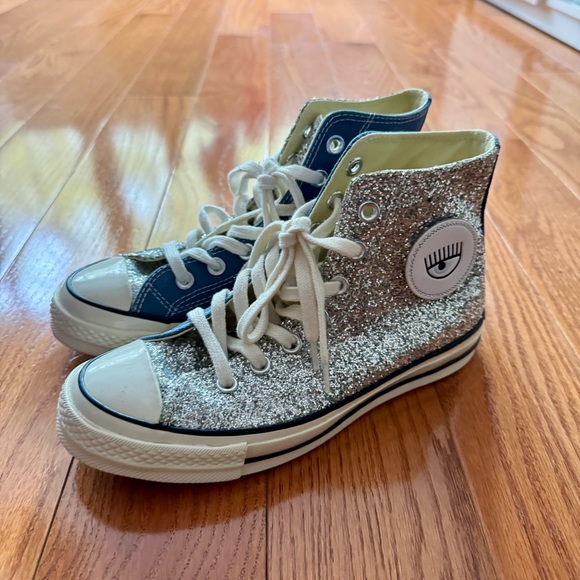 Converse Chiara x Chuck 70 High 'Silver Glitter Blue' - Picture 1 of 9